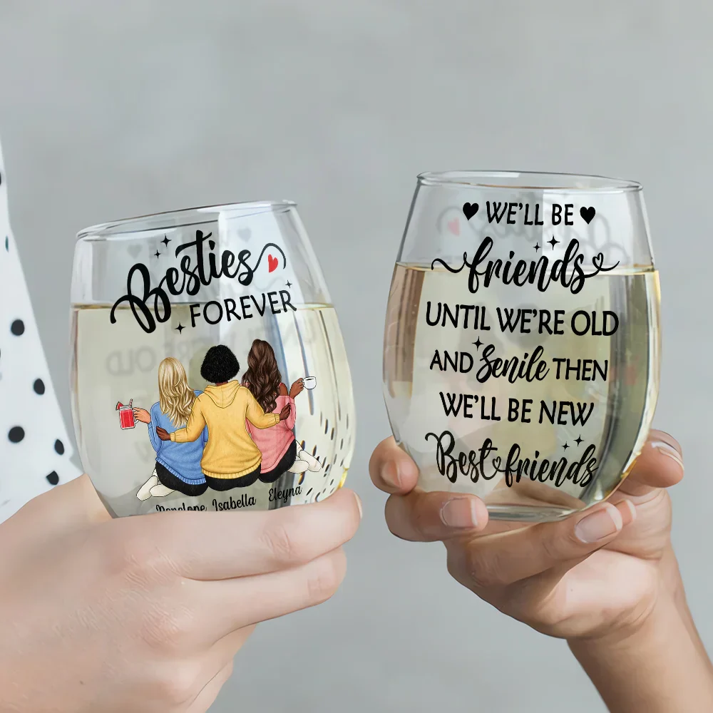 Countless Memories Our Friendship Is Endless Besties - Personalized Stemless Wine Glass - Image 3