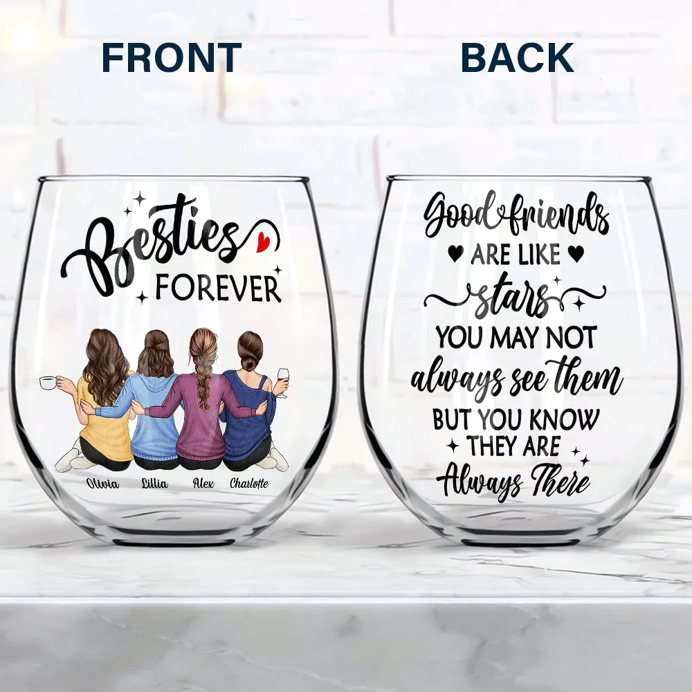 Countless Memories Our Friendship Is Endless Besties - Personalized Stemless Wine Glass - Image 4
