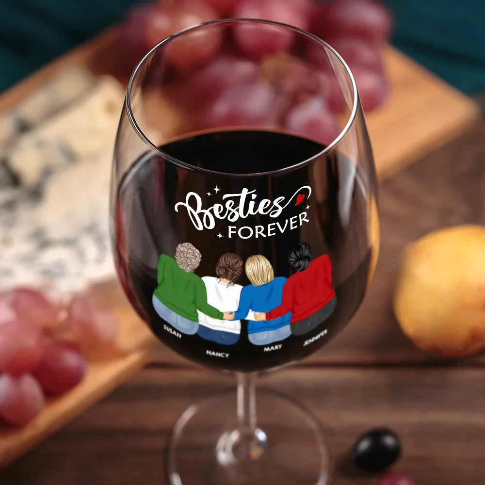 Countless Memories Our Friendship Is Endless Besties - Personalized Wine Glass - Image 3