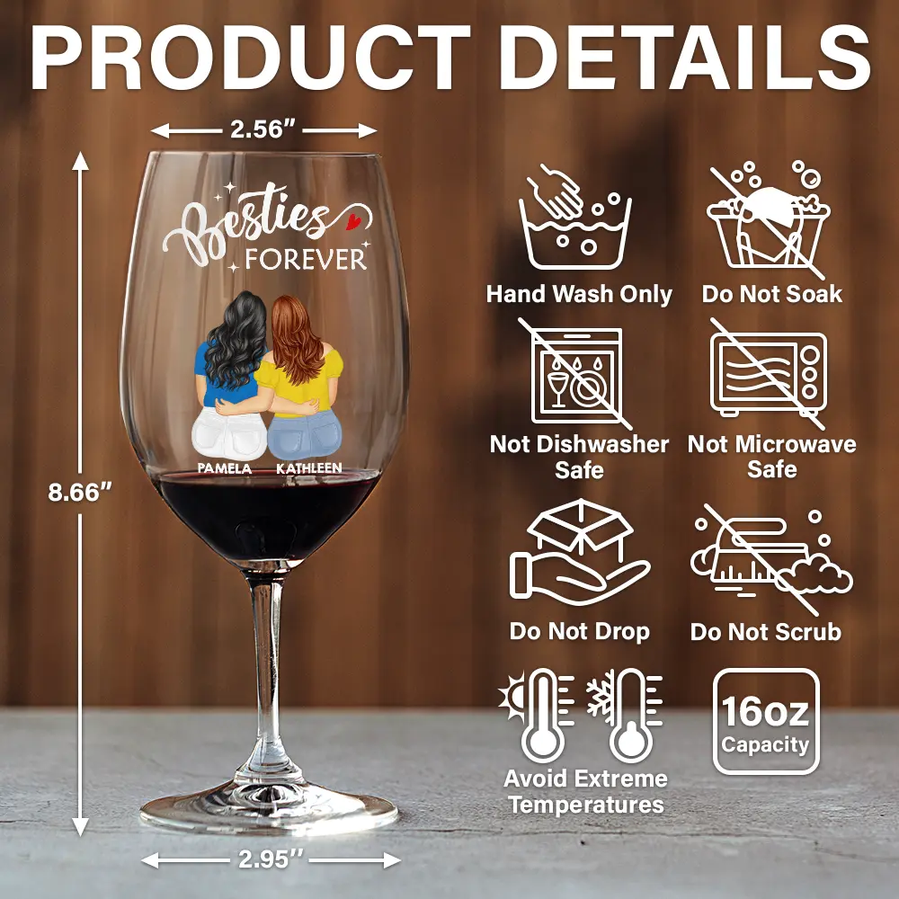 Countless Memories Our Friendship Is Endless Besties - Personalized Wine Glass - Image 5