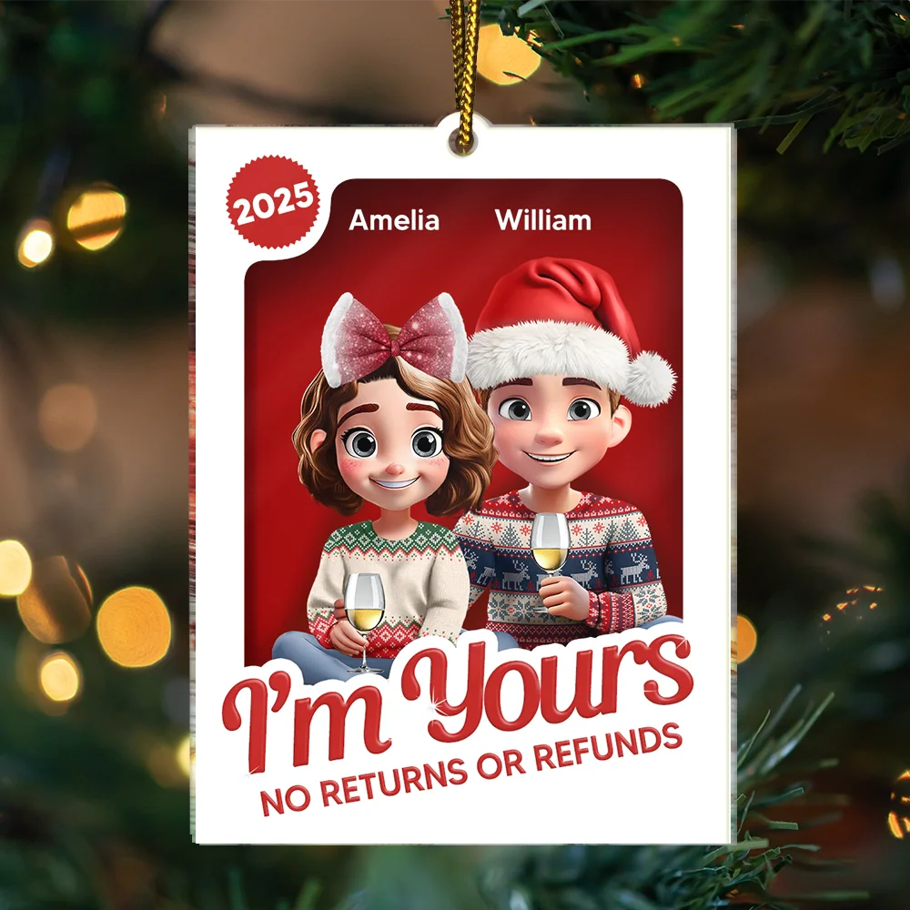 Couple 3D Block I'm Yours No Returns - Personalized Custom Shaped Acrylic Ornament - Image 3