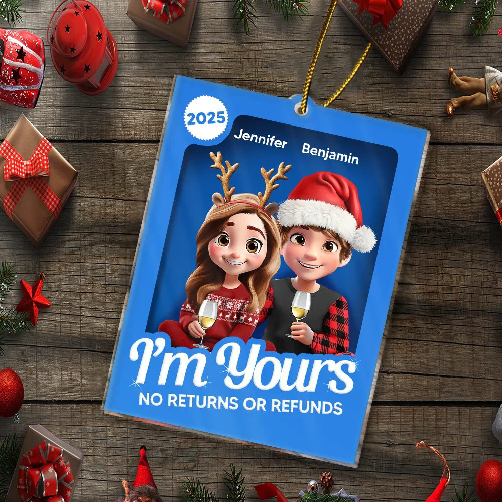 Couple 3D Block I'm Yours No Returns - Personalized Custom Shaped Acrylic Ornament - Image 5