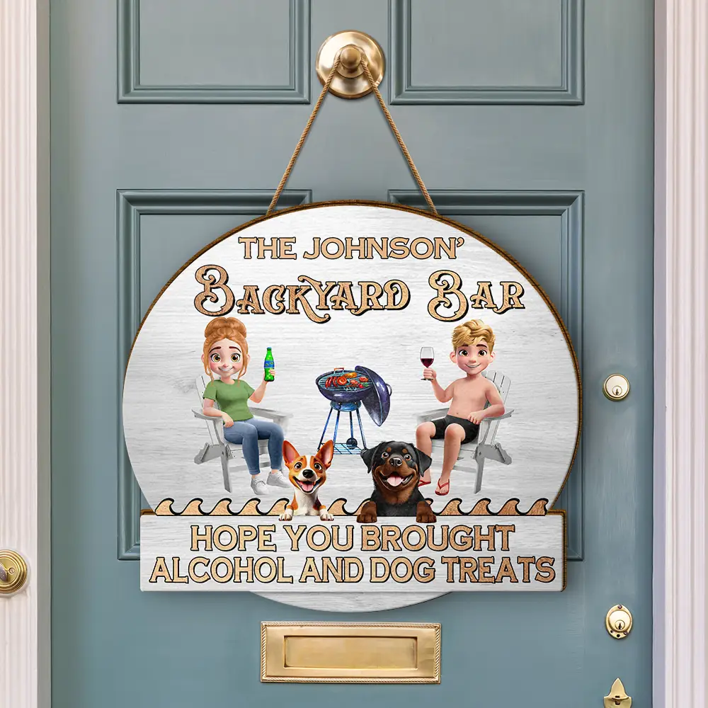 Couple 3D Effect Pool & Patio Bar Hope You Brought Alcohol - Personalized Custom Shaped Wood Sign - Image 3