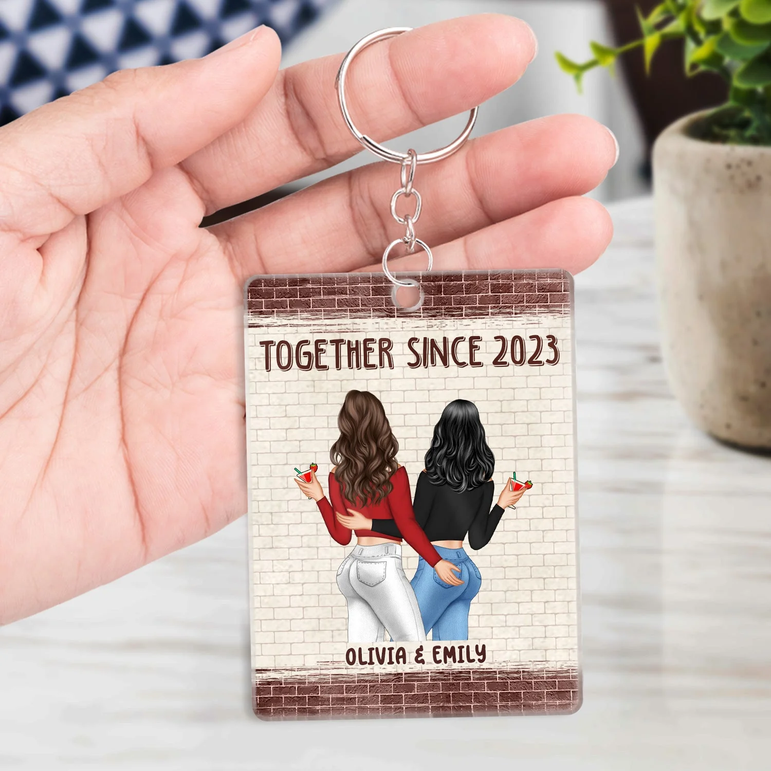 Couple All Because Two People Swiped Right - Gift For Couples - Personalized Custom Rectangle Acrylic Keychain - Image 4