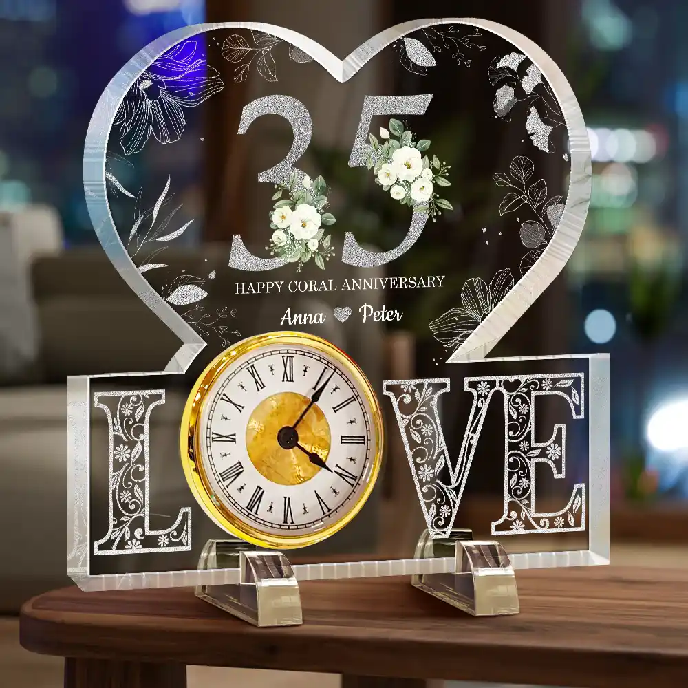 Couple Anniversary Date - Personalized Acrylic Desk Clock - Image 3