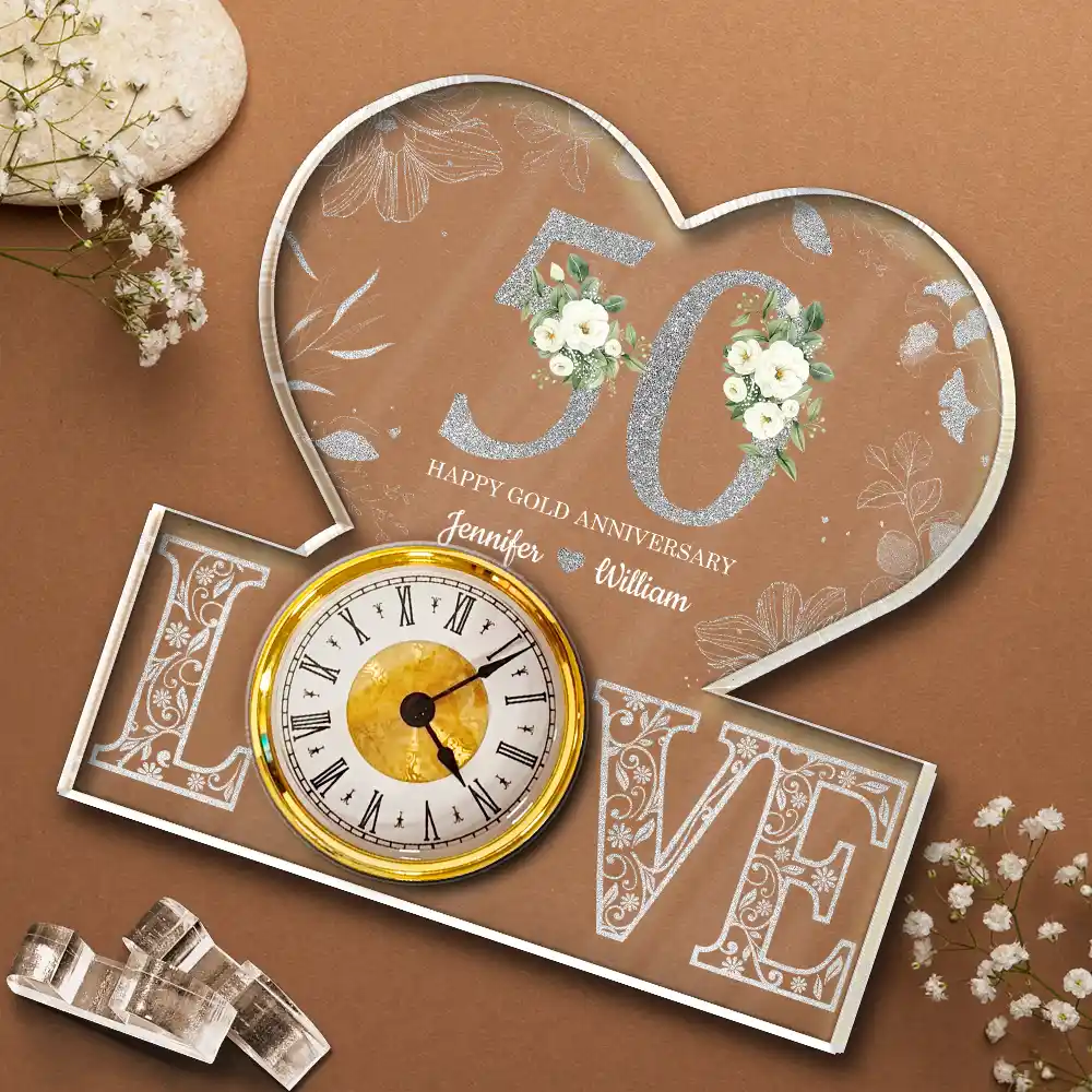 Couple Anniversary Date - Personalized Acrylic Desk Clock - Image 4