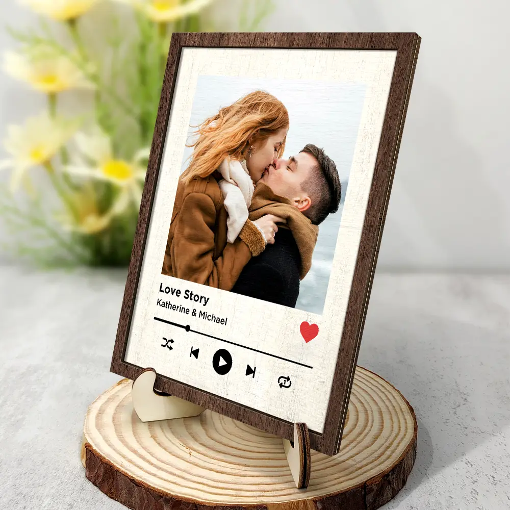 Couple Anniversary Love Message - Personalized 2-Layered Wooden Plaque With Stand - Image 2