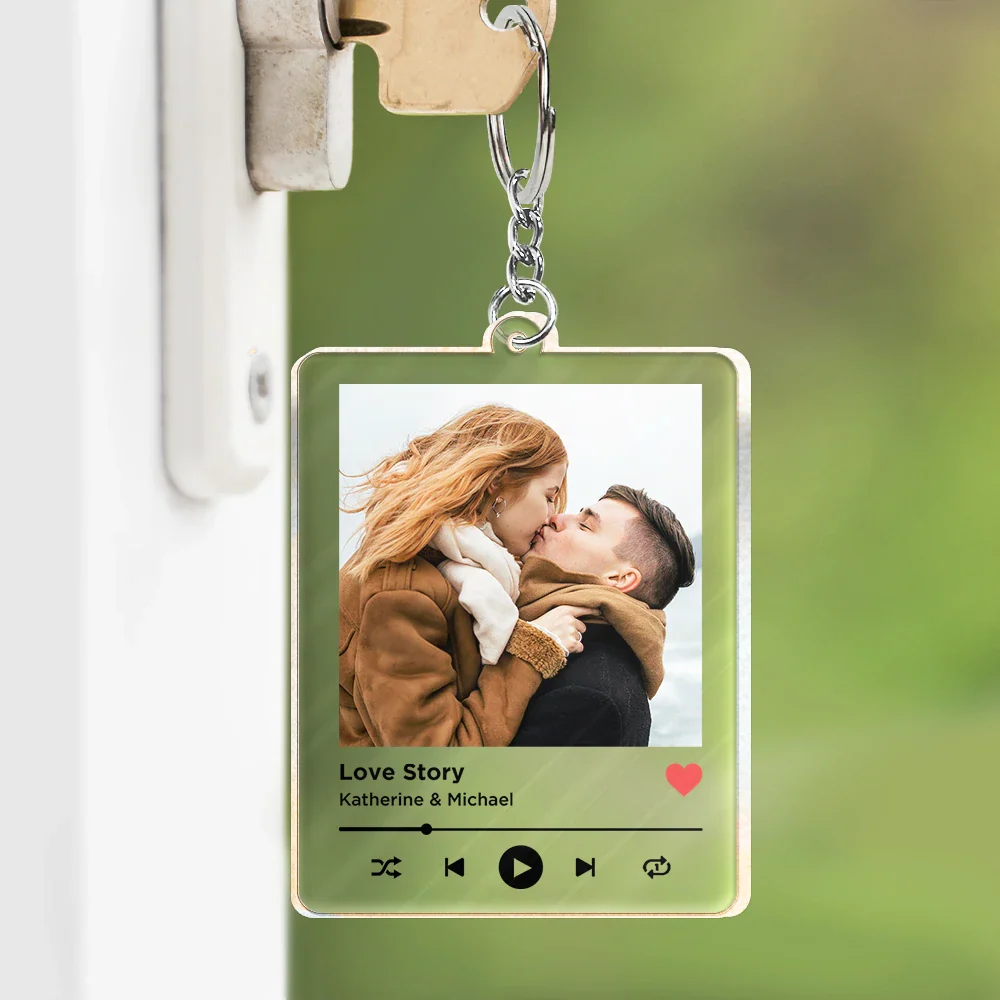 Couple Anniversary Love Message - Personalized Acrylic Keychain - Image 3