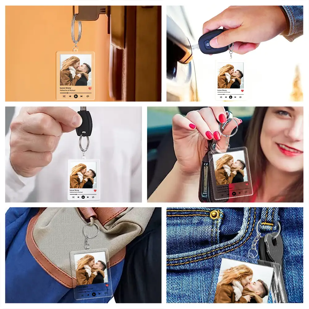 Couple Anniversary Love Message - Personalized Acrylic Keychain - Image 7