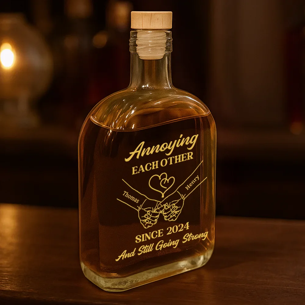 Couple Annoying Each Other Metal Effect - Personalized Whiskey Bottle - Image 3