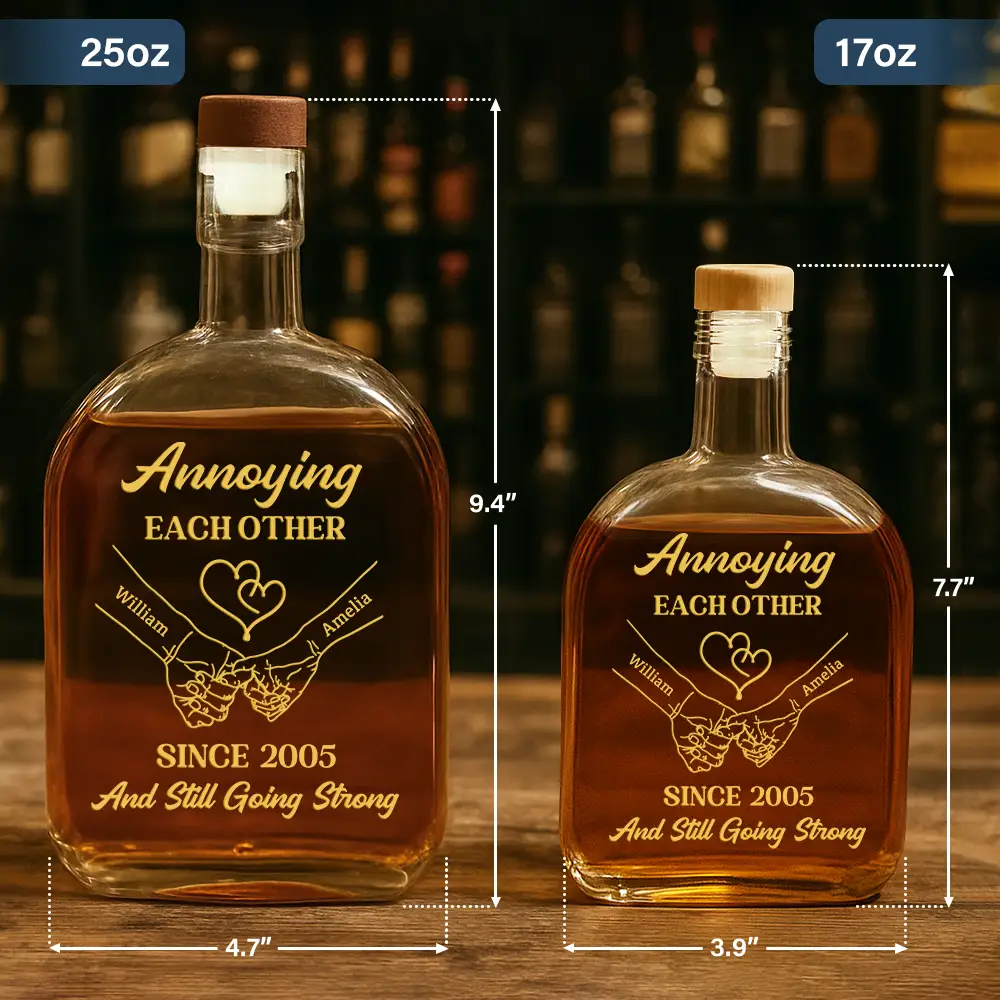 Couple Annoying Each Other Metal Effect - Personalized Whiskey Bottle - Image 5