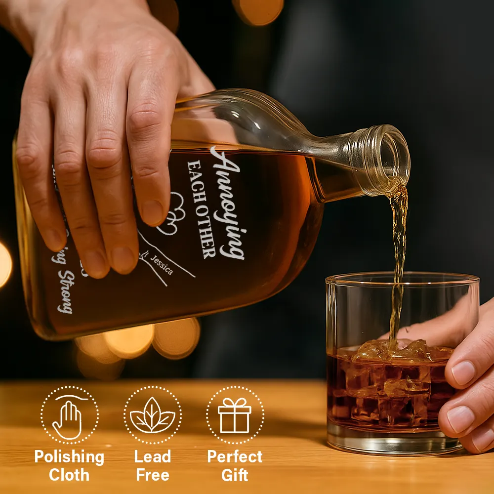 Couple Annoying Each Other Metal Effect - Personalized Whiskey Bottle - Image 6