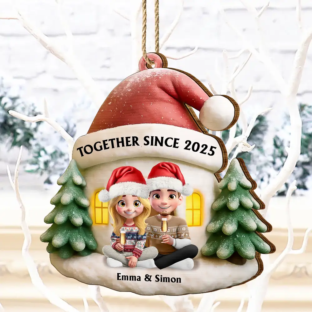 Couple Annoying Each Other Since - Personalized Custom Shaped Wooden Ornament - Image 4