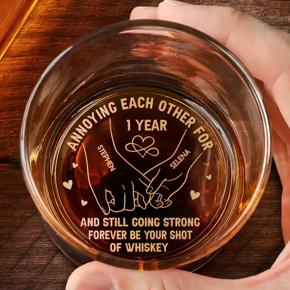 Couple Annoying Each Other Since - Personalized Engraved Whiskey Glass - Image 2