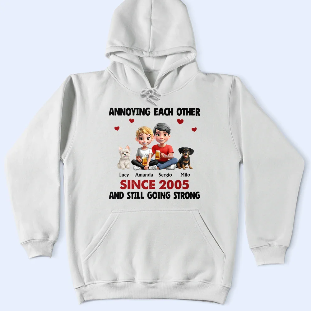 Couple Annoying Each Other With Dogs - Personalized T Shirt - Image 4