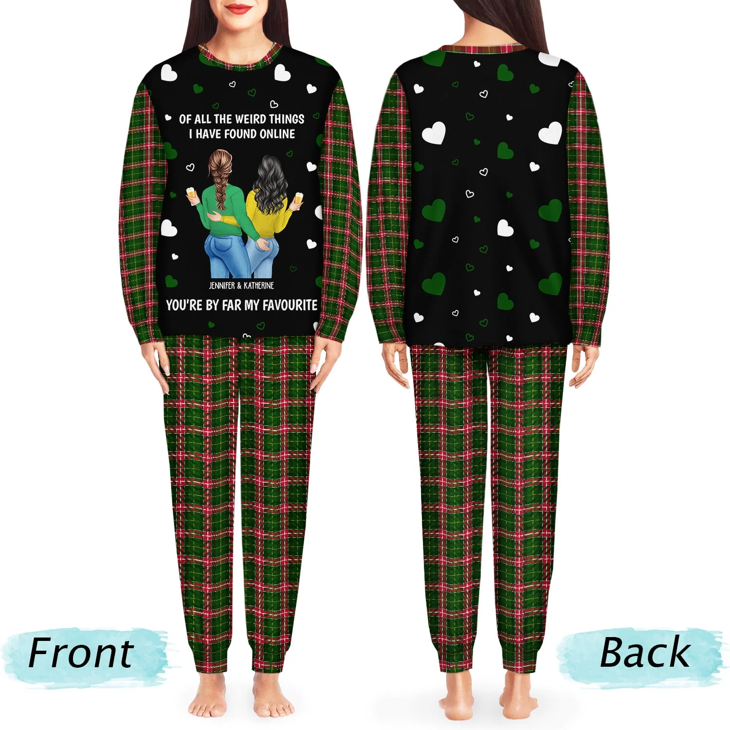 Couple Back Side You Are My Favourite By Far - Gift For Couples - Personalized Unisex Pajamas Set - Image 3