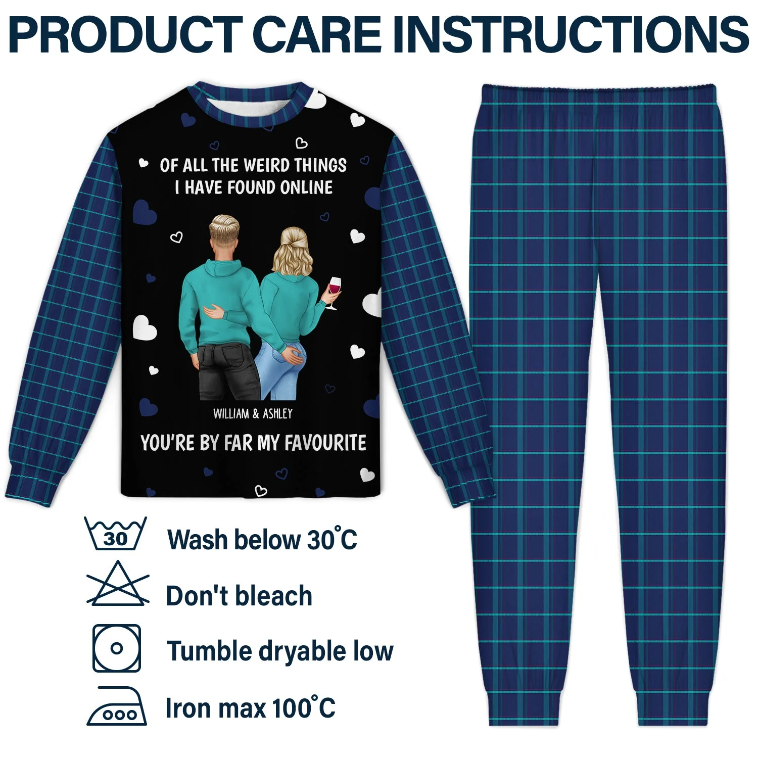 Couple Back Side You Are My Favourite By Far - Gift For Couples - Personalized Unisex Pajamas Set - Image 5