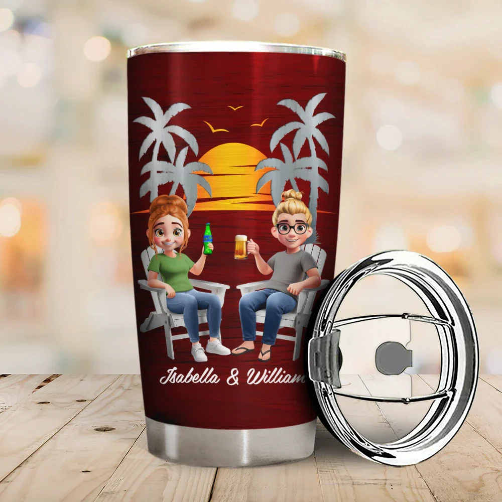 Couple Beach Love You To The Beach & Back - Personalized Tumbler - Image 2