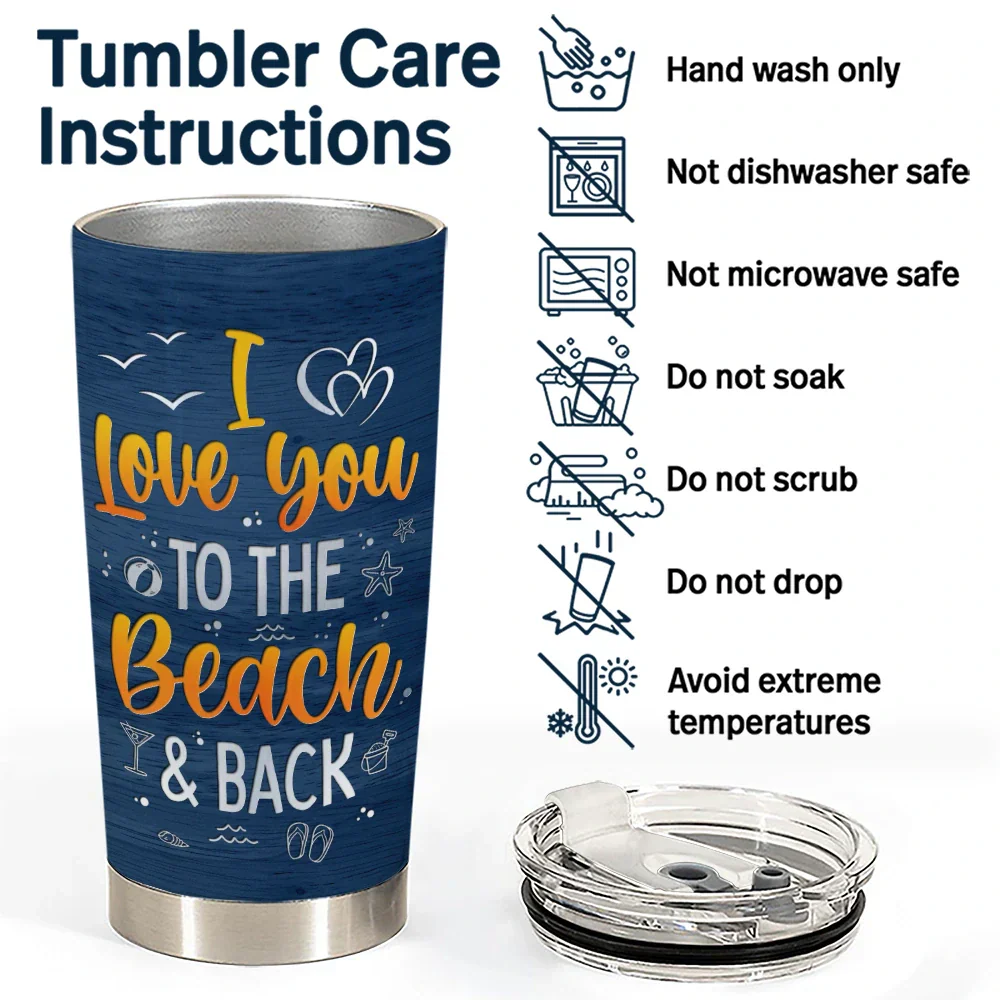 Couple Beach Love You To The Beach & Back - Personalized Tumbler - Image 5