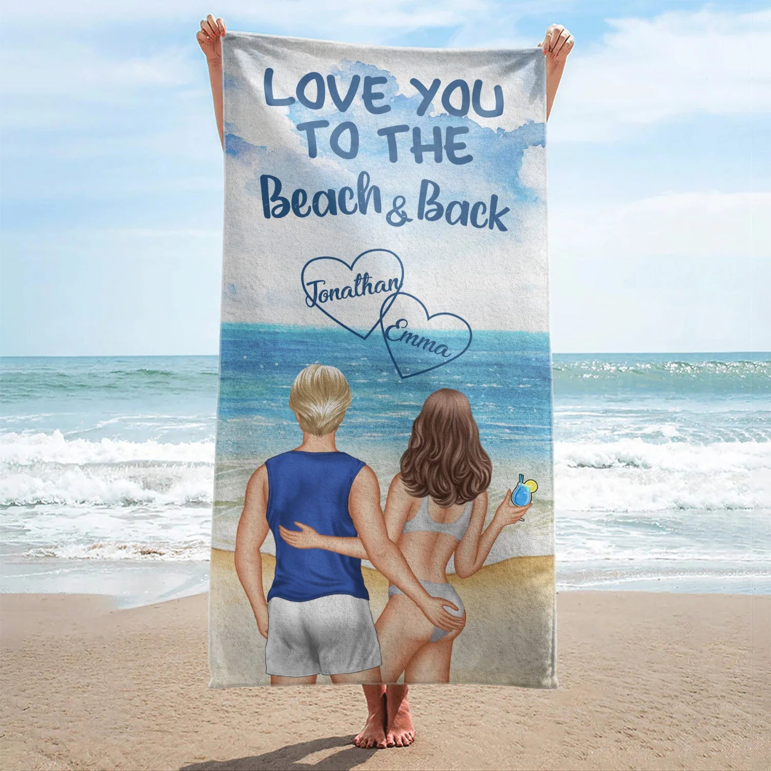 Couple Beach Love You To The Beach - Gift For Couples - Personalized Custom Beach Towel - Image 2