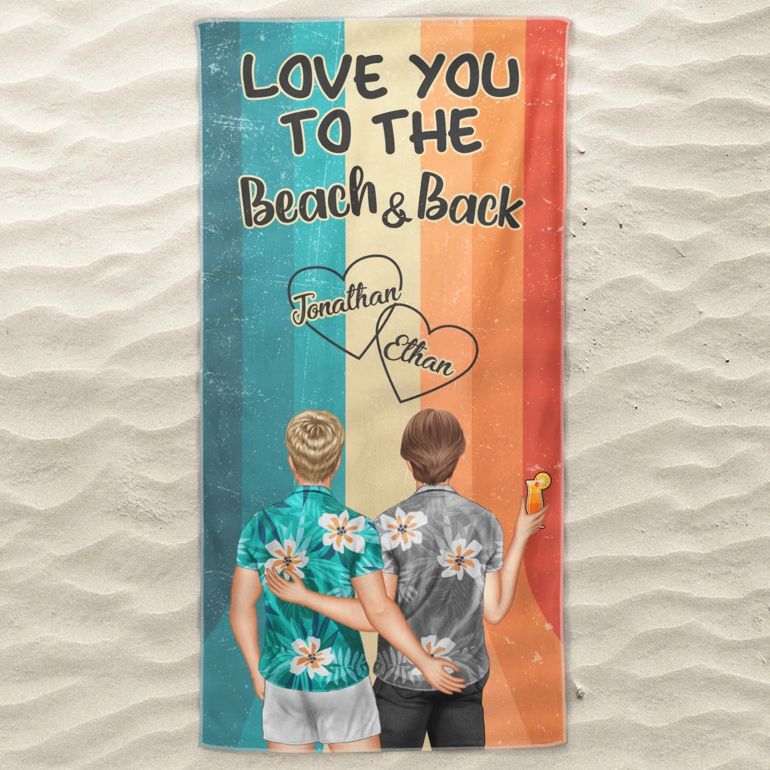 Couple Beach Love You To The Beach - Gift For Couples - Personalized Custom Beach Towel - Image 3
