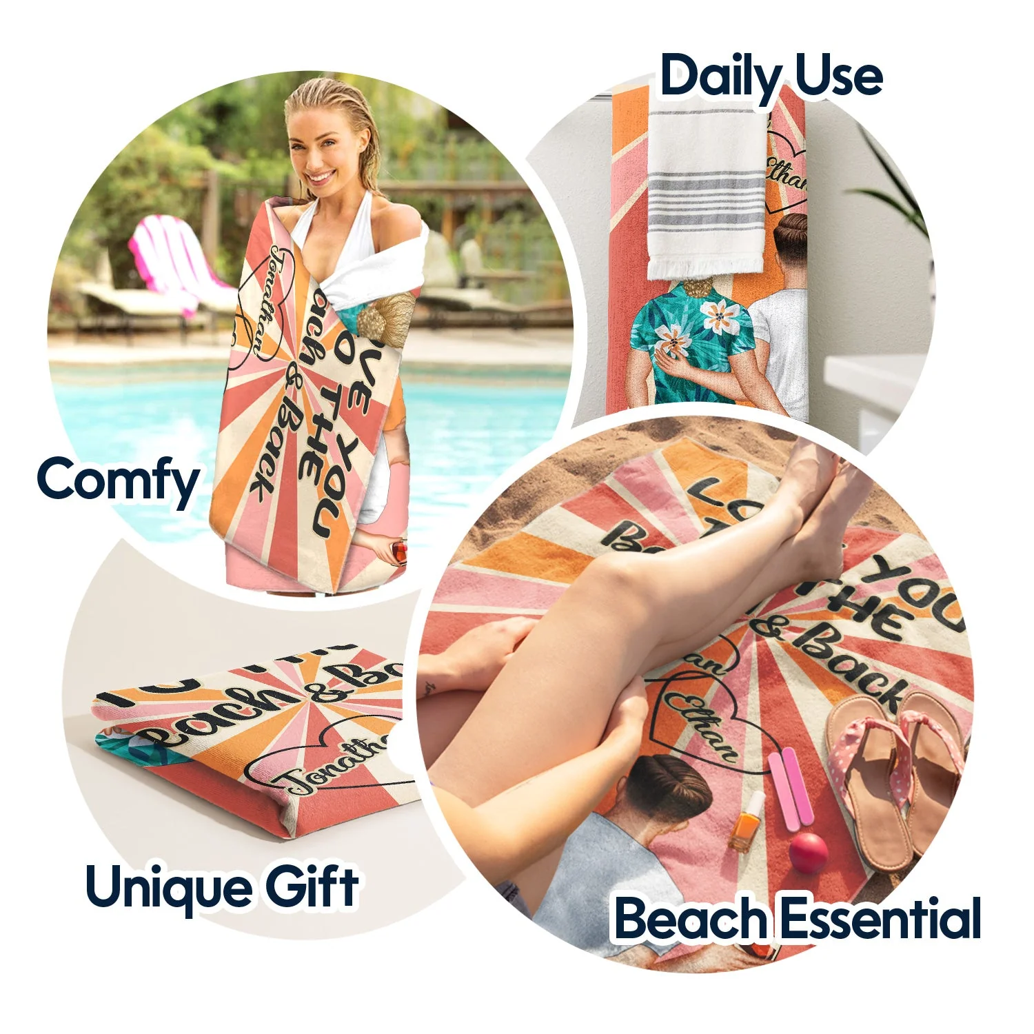 Couple Beach Love You To The Beach - Gift For Couples - Personalized Custom Beach Towel - Image 5