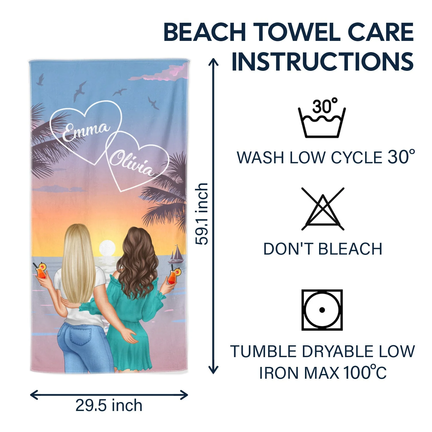 Couple Beach Love You To The Beach - Gift For Couples - Personalized Custom Beach Towel - Image 6