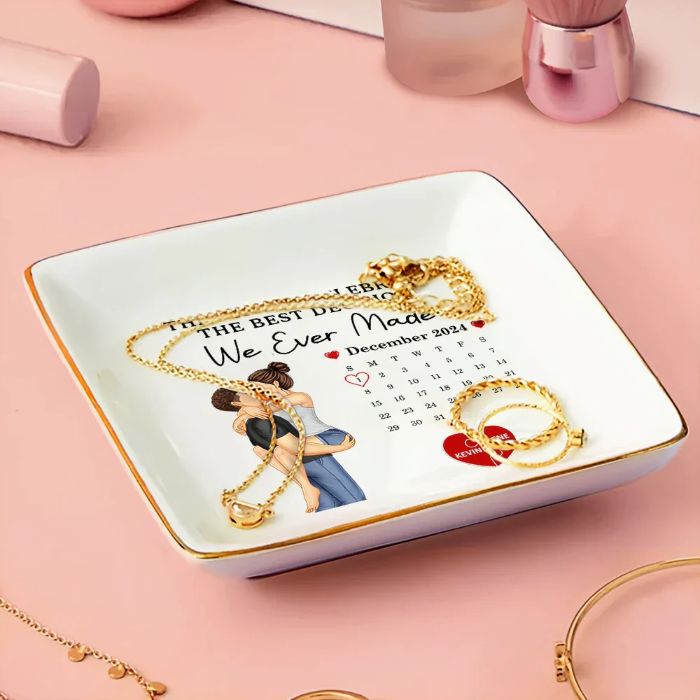 Couple Calendar Celebrate The Best Decision You Ever Made - Personalized Ring Dish - Image 3