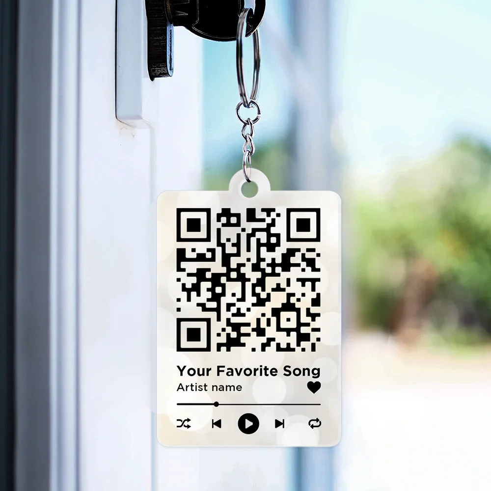 Couple Cartoon Song QR Code I'm Yours No Returns - Personalized Acrylic Keychain - Image 4