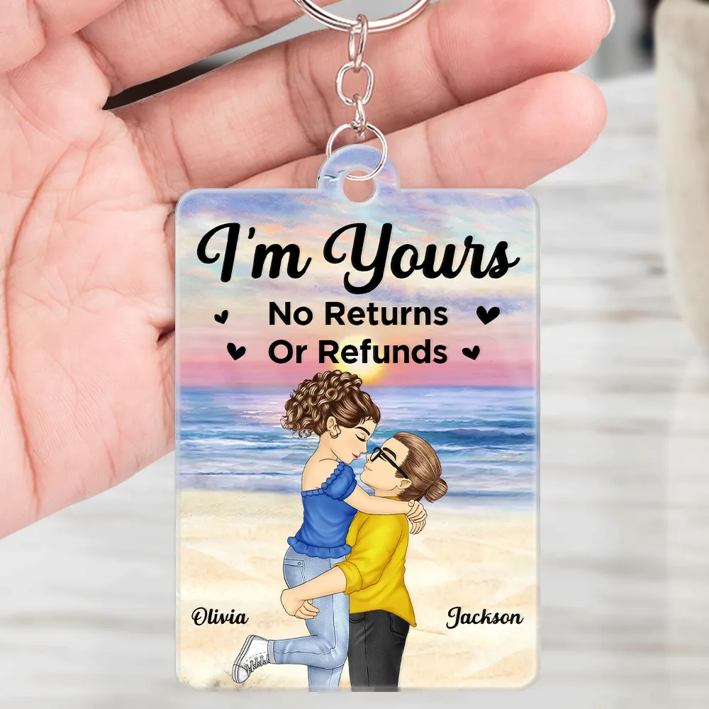 Couple Cartoon Song QR Code I'm Yours No Returns - Personalized Acrylic Keychain - Image 5
