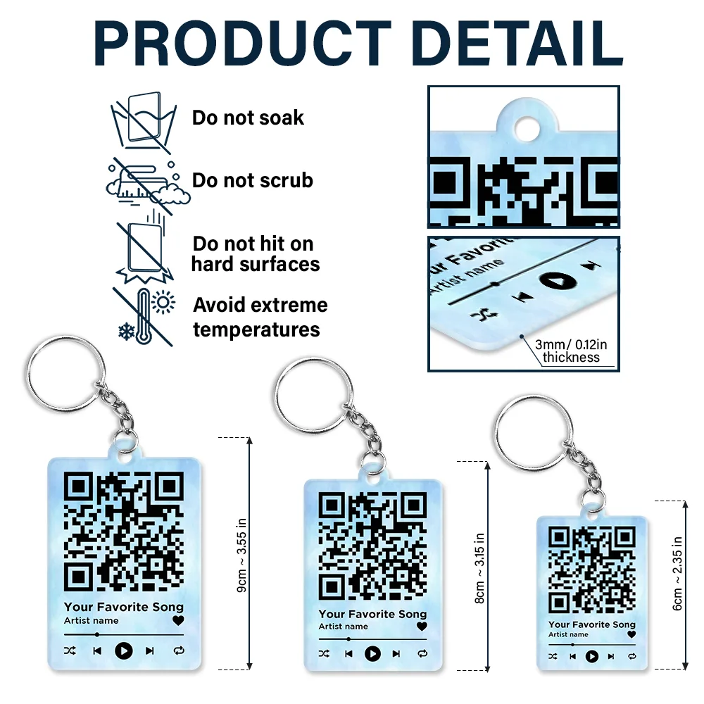 Couple Cartoon Song QR Code I'm Yours No Returns - Personalized Acrylic Keychain - Image 6