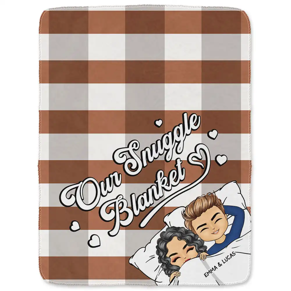 Couple Chibi Our Snuggle Blanket Cozy Plaid - Personalized Fleece Blanket, Sherpa Blanket - Image 2