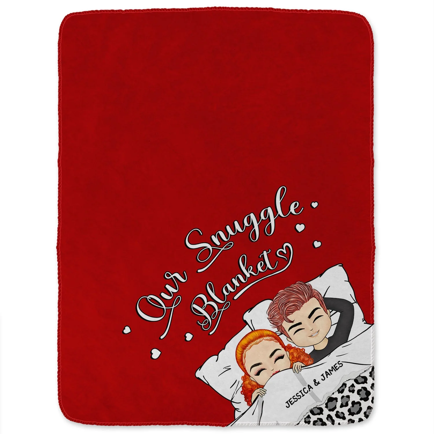 Couple Chibi Our Snuggle Blanket - Gift For Couples, Anniversary, Birthday Gift - Personalized Custom Fleece Blanket - Image 2