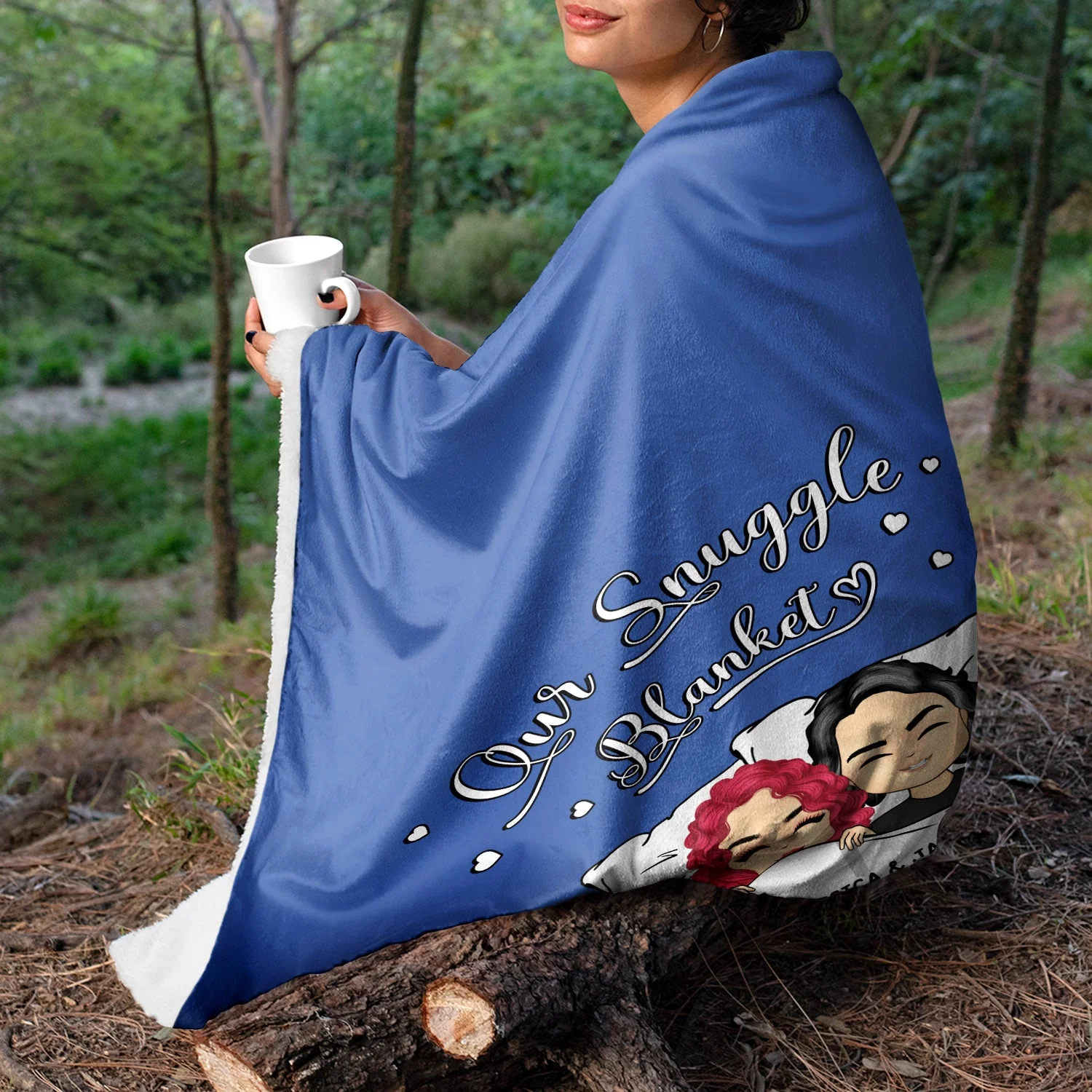Couple Chibi Our Snuggle Blanket - Gift For Couples, Anniversary, Birthday Gift - Personalized Custom Fleece Blanket - Image 5