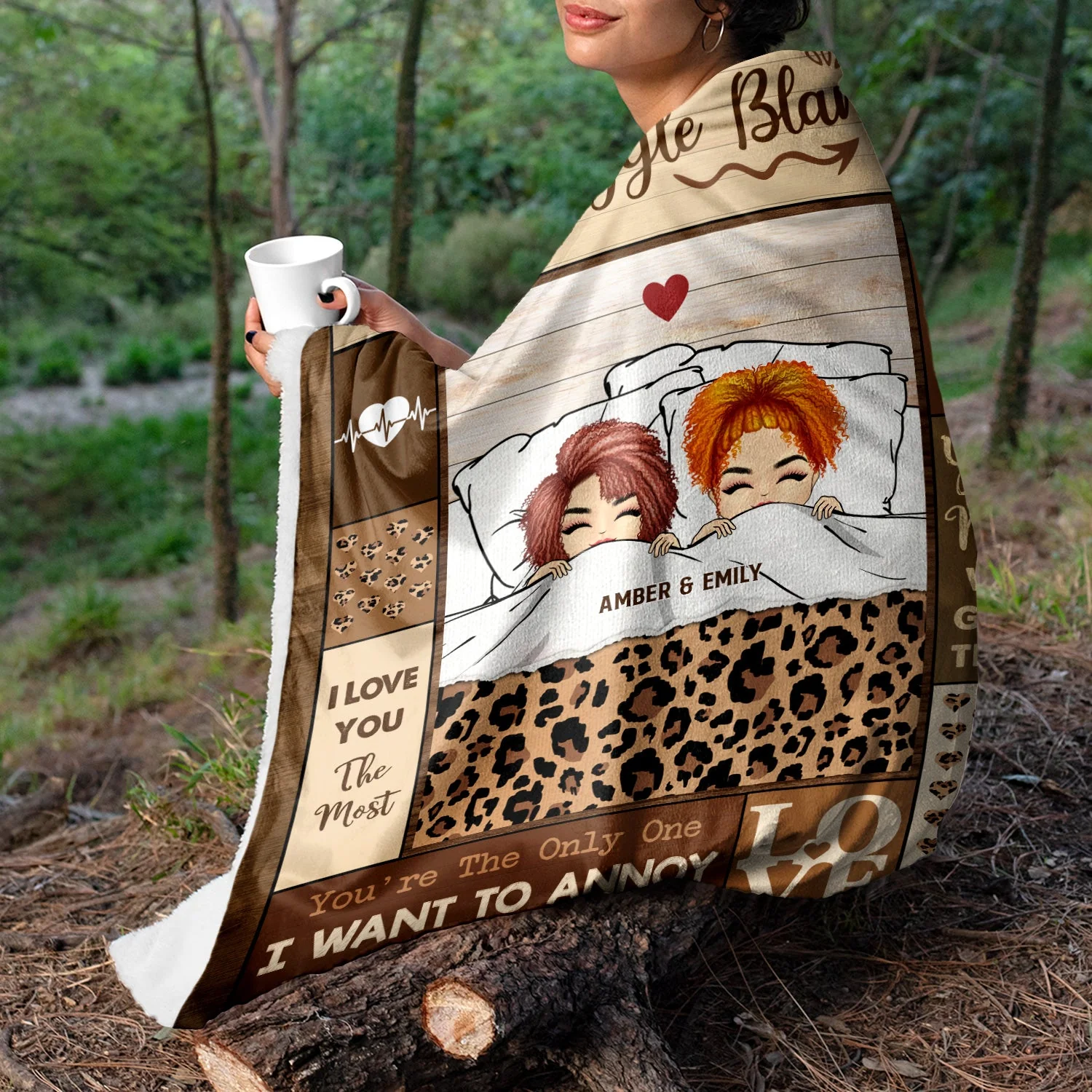 Couple Chibi Snuggle Blanket You're The Only One - Gift For Couple - Personalized Custom Fleece Blanket - Image 3