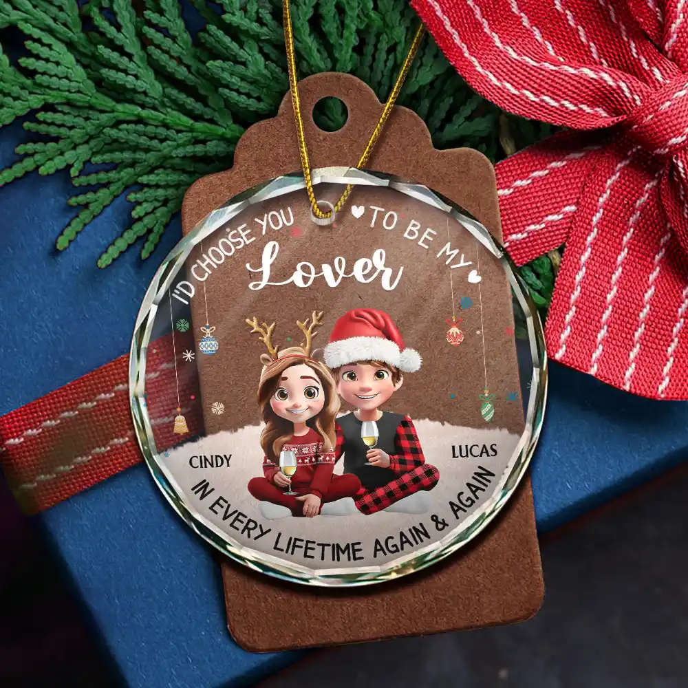 Couple Choose You To Be My Husband - Personalized Circle Glass Ornament - Image 5