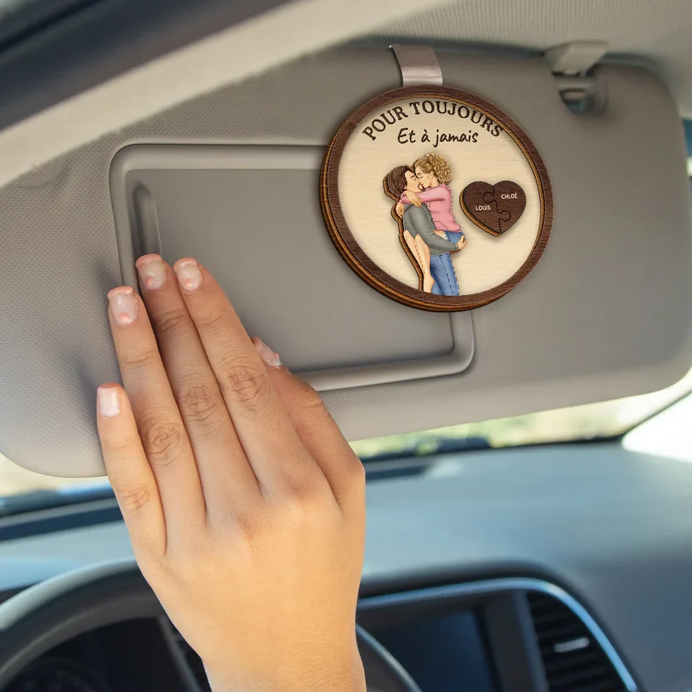 Couple Conduis Prudemment Je T’aime - Clip De Pare-Soleil De Voiture À Forme Spéciale Personnalisé - Image 4