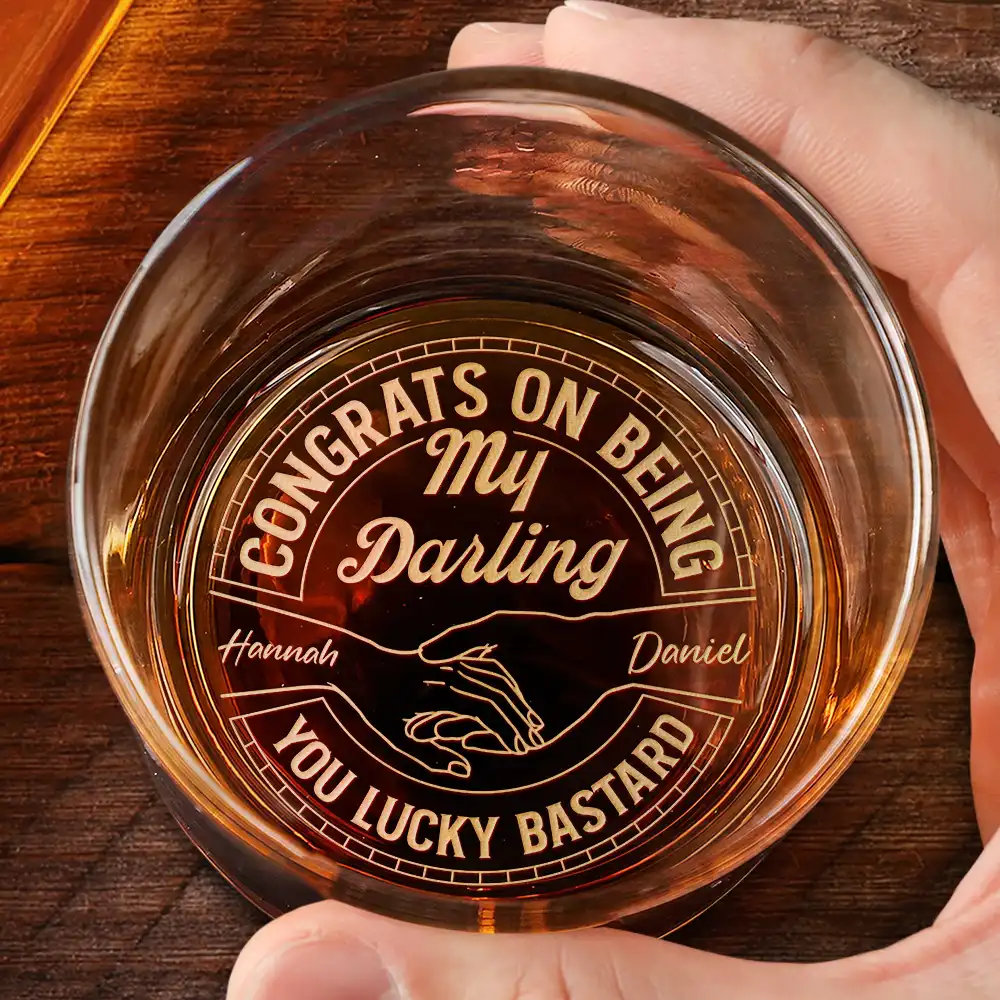 Couple Congrats On Being My Husband You Lucky Man - Personalized Engraved Whiskey Glass - Image 2