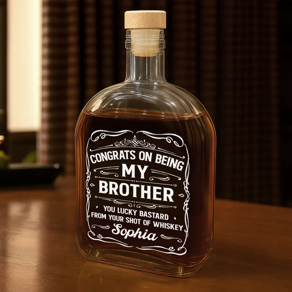Couple Congrats On Being My Husband You Lucky Man - Personalized Whiskey Bottle - Image 2