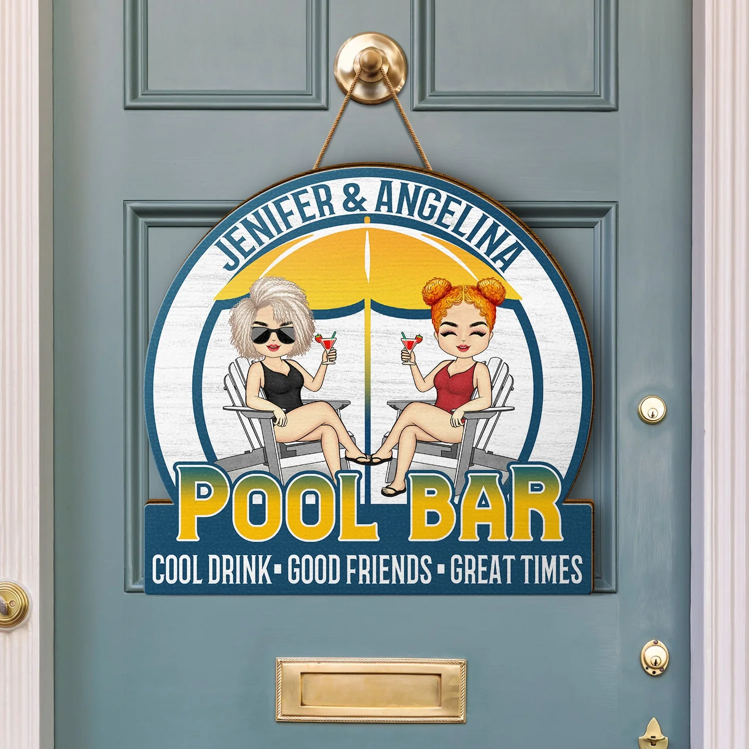 Couple Cool Drink Good Friends Great Time - Outdoor Decoration For Patio, Pool, Deck, Porch, Bar - Personalized Custom Shaped Wood Sign - Image 3