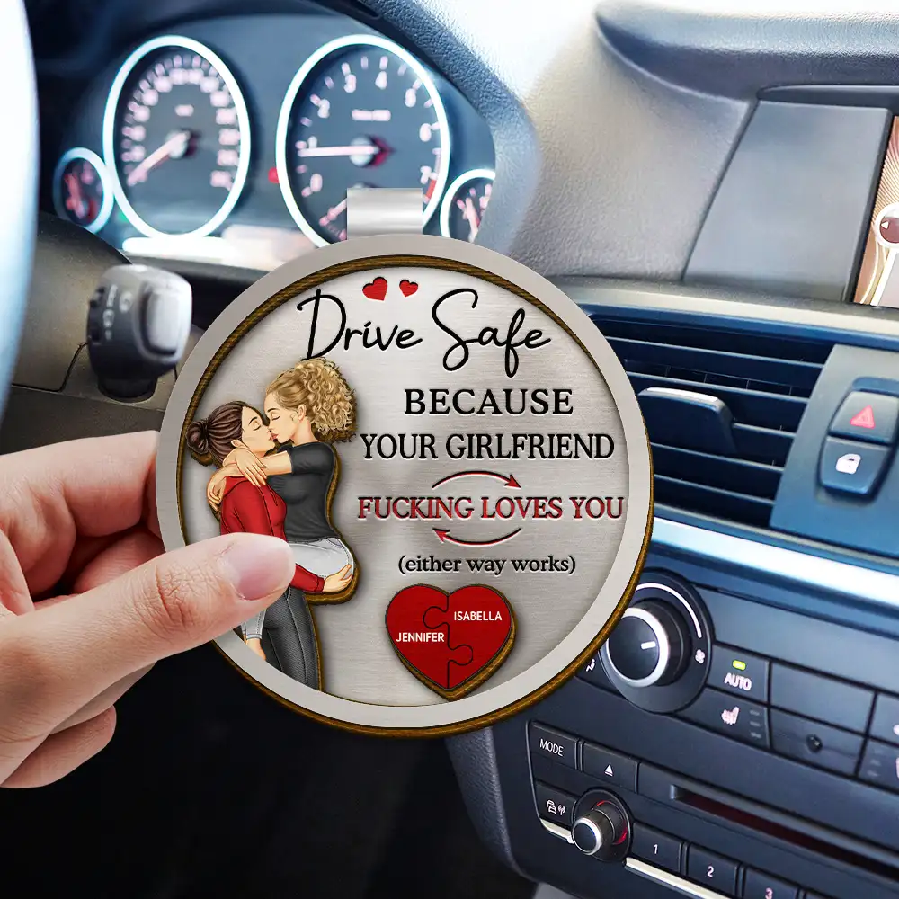 Couple Drive Safe Because Your Wife Loves You - Personalized Custom Shaped Car Visor Clip - Image 3
