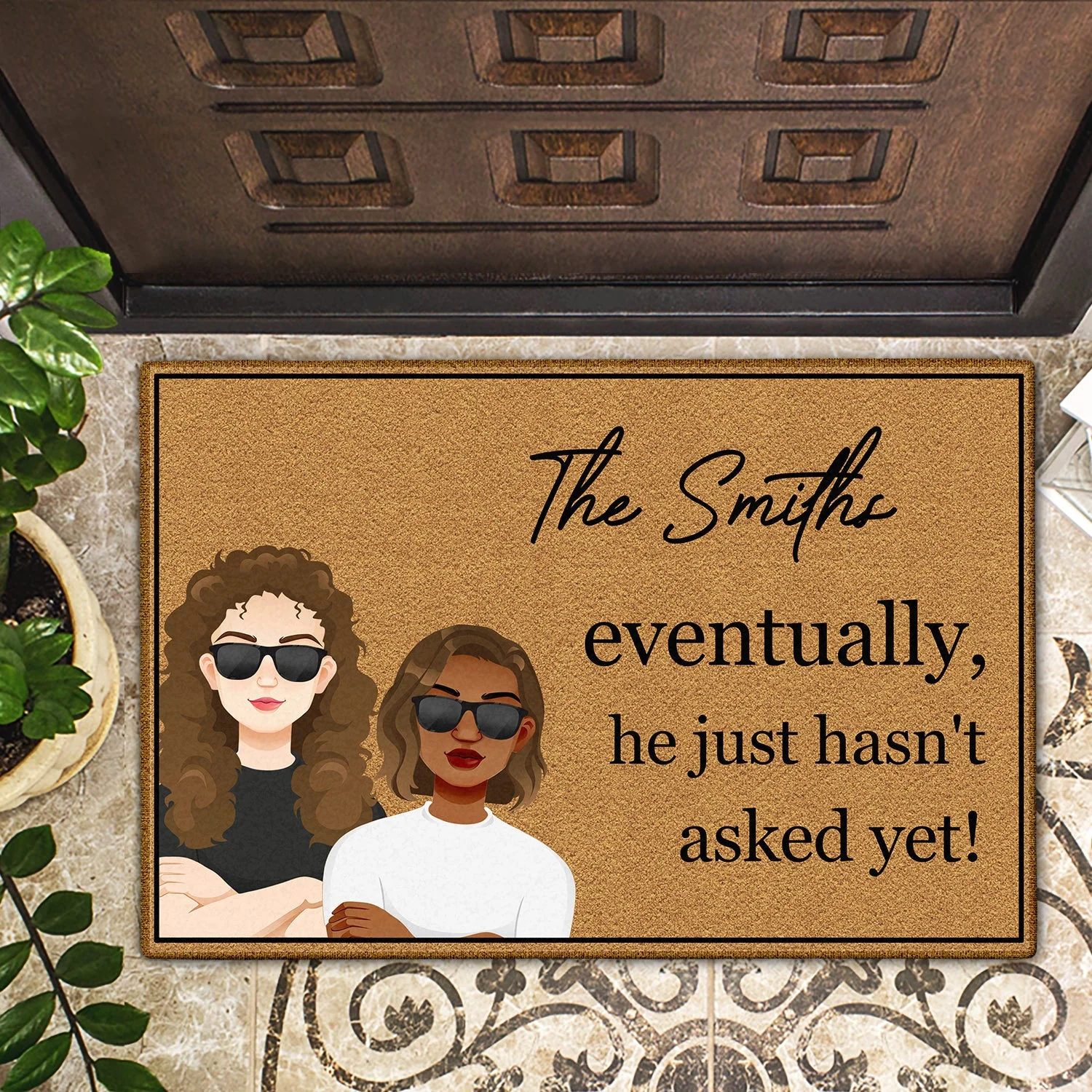 Couple Eventually He Just Hasn't Asked Yet Family - Gift For Couples - Personalized Doormat - Image 2