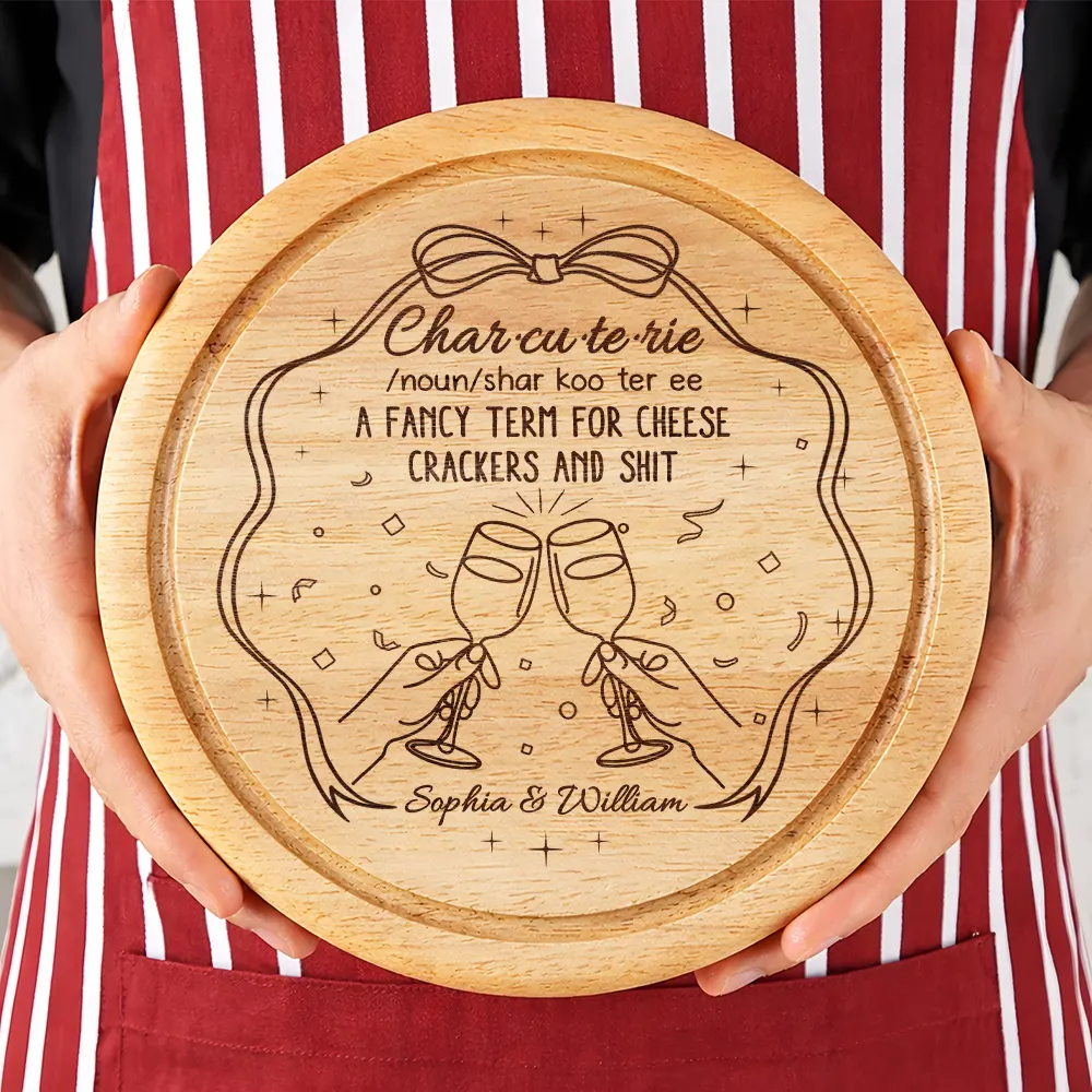 Couple Family Name Charcuterie A Fancy Term - Personalized Cheese Board Set - Image 3