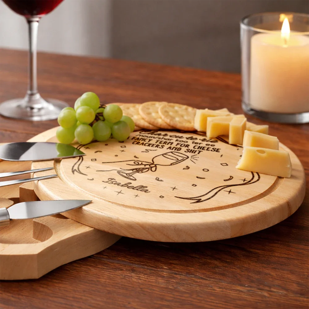 Couple Family Name Charcuterie A Fancy Term - Personalized Cheese Board Set - Image 5