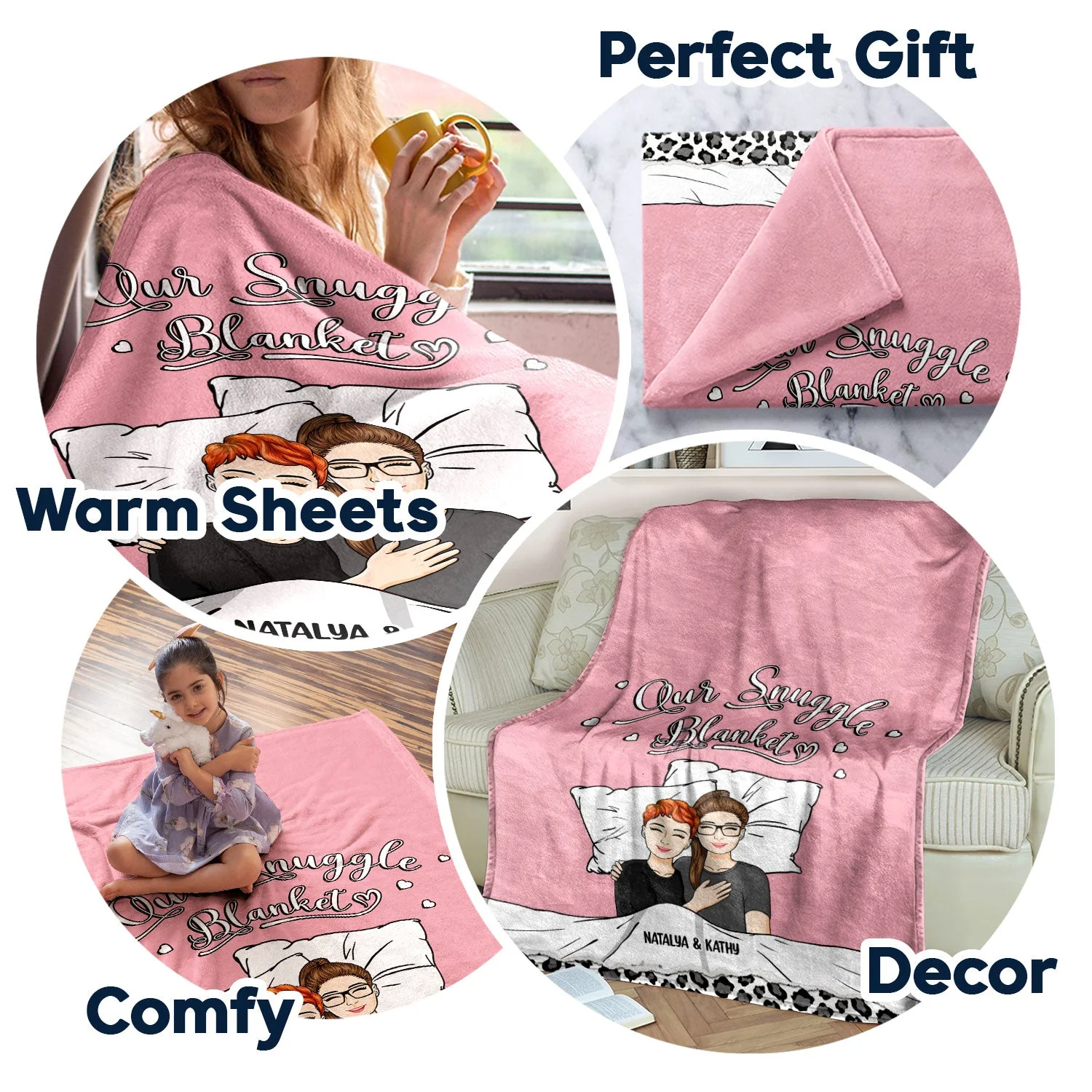Couple Family Our Snuggle Blanket - Gift For Couples - Personalized Custom Fleece Blanket - Image 5