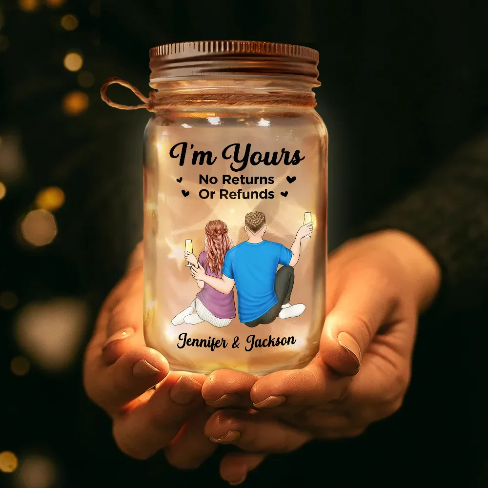 Couple Favorite Song I'm Yours No Returns QR Code - Personalized Mason Jar Light - Image 4