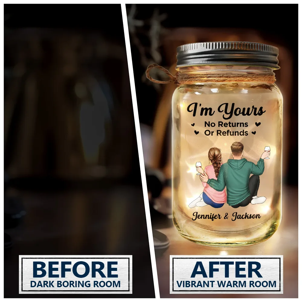 Couple Favorite Song I'm Yours No Returns QR Code - Personalized Mason Jar Light - Image 5