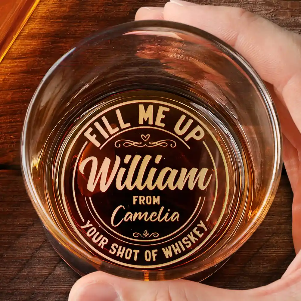 Couple Fill Me Up Daddy Husband Wife - Personalized Engraved Whiskey Glass - Image 2