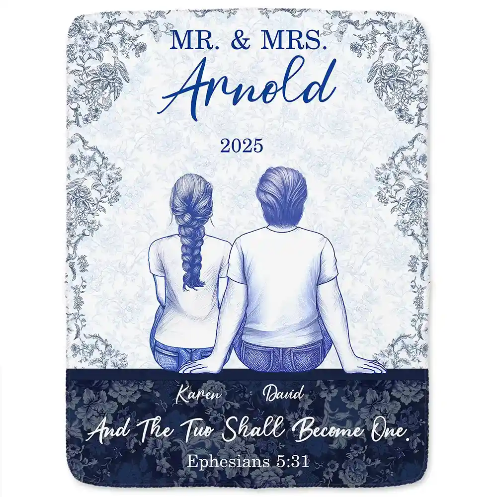 Couple First Anniversary And The Two Shall Become One - Personalized Fleece Blanket, Sherpa Blanket - Image 2
