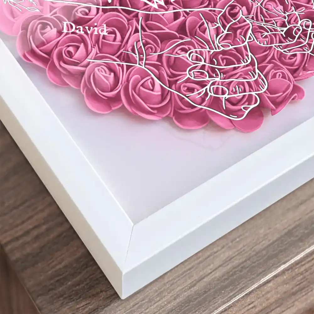 Couple First Anniversary As Mr. & Mrs. - Personalized Flower Shadow Box - Image 4